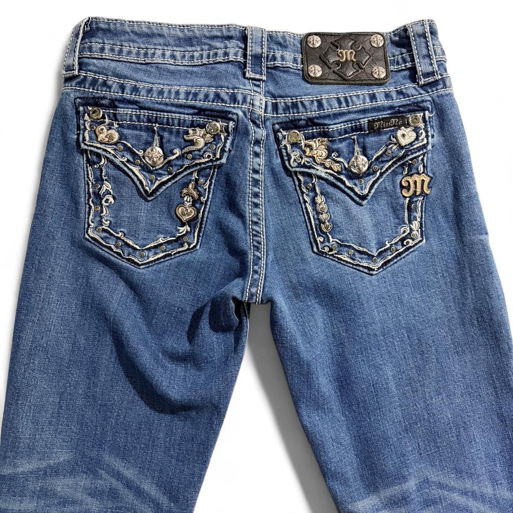 Miss Me Blue Denim Boyfriend Capri Jeans Embellished Size 24 JB5501P2
